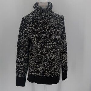 Bristol Club Women's Black White Chunky Knit Turtleneck Sweater Size Small